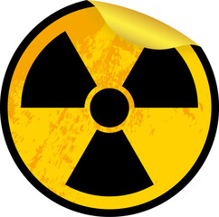 Fototapeta premium yellow round sticker with a radioactive warning sign in PNG format.