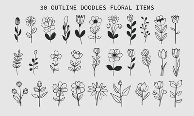 doodle floral collection set