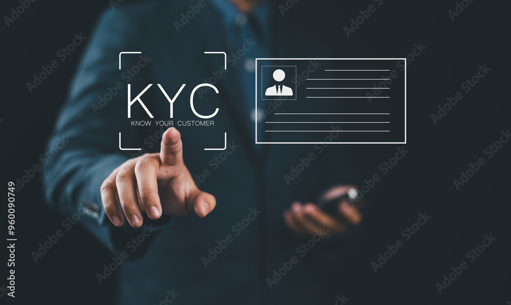 Poster know your customer concept. business verifying the identity of clients for kyc financial client auth
