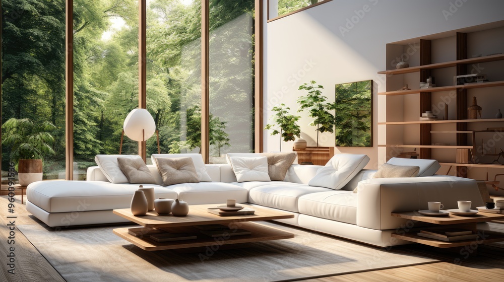 Wall mural modern living room with sofa