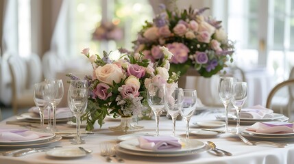 Fototapeta premium Incorporate pastel shades of lavender and pastel pink to create a gentle and serene atmosphere AI generated illustration