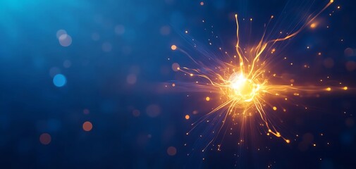 Stunning abstract image featuring radiant orange spark amidst a blue background, perfect for creative and digital projects.