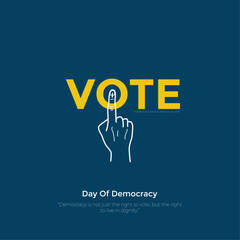 Happy International Democracy Day, September 15, International Day of Democracy Creative Ads. hand and vote icon isolated on Template for background.