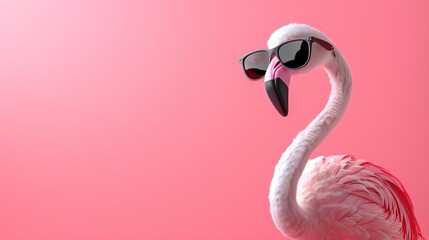 A cartoon flamingo with sunglasses.