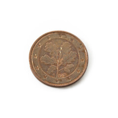 five Cent Euro Coin copper Close-Up detailed country