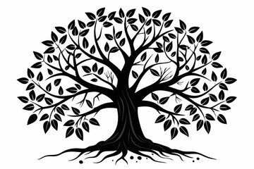 tree vector silhouette, tree vector illustration,tree white backgroundf