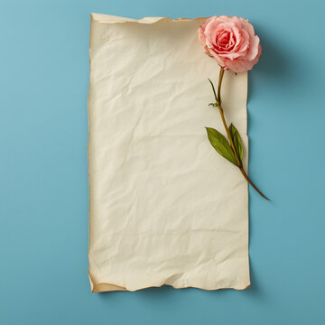  Vieux Parchemin avec une rose  