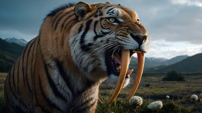 The Smilodon Saber-Toothed Tiger (AI GENERATED)