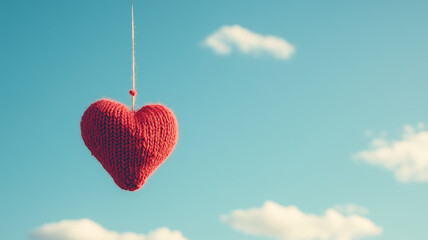 青空に浮かぶ毛糸のハート