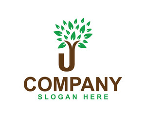 Letter U leaf logo icon symbol, letter U tree logo, eco friendly logo, Letter U eco leaf logo, abstract letter U modern logo, plants logo, eco friendly © Emon