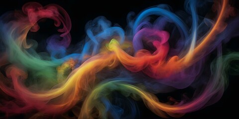Obraz premium Abstract colorful rainbow smoke on a dark background. AI generated