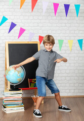 Boy  posing for the first day at school