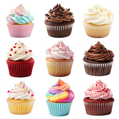 PNG cute cupcake set, transparent background