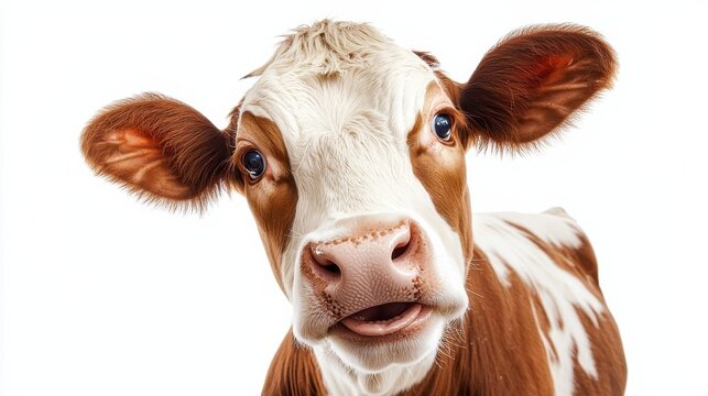 4h a photo of a smiling cow on a white background