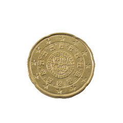 Close-Up of a twenty cent euro Gold Coin