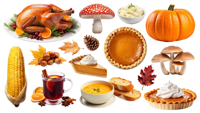 PNG Thanksgiving vibes set, transparent background
