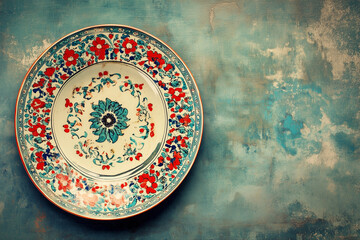 Fototapeta premium Antique plate with beautiful paint