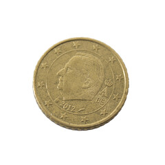 50 cent euro coin detailed shining gold closeup