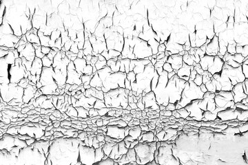 An elaborate monochrome wall background reveals a mesmerizing interplay of cracked and peeling textures