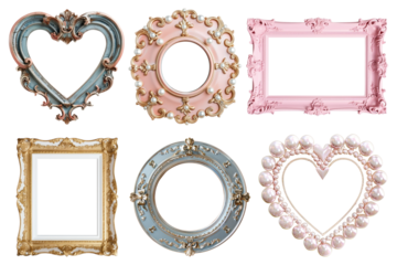 PNG vintage frame element set, transparent background