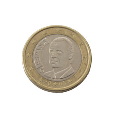 one euro coin detailed shining showing details colseup