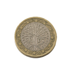one euro coin detailed shining showing details colseup