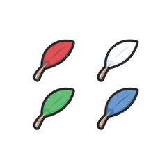 Fototapeta premium feather set with different color in outline flat vector design