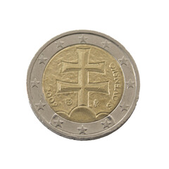 two euro coin detailed shining showing details colseup