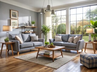 Modern and comfortable living room furniture set including sofa, armchair, and coffee table in a stylish UK home.