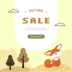 Sale autumn forest wildlife illustration background