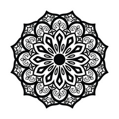  Floral Mandala Design with Elegant Ornamentation and Detailed Line Art