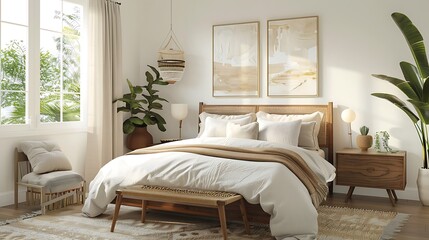 Scandinavian bedroom with neutral tones 