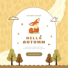 Autumn forest wildlife illustration background