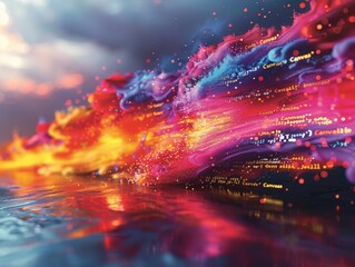 red and purple paint splashing