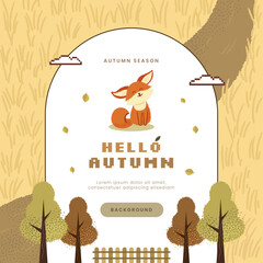Autumn forest wildlife illustration background