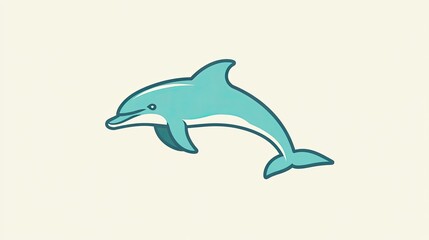 Fototapeta premium Line icon of a dolphin, symbolizing grace and playfulness in a minimalist style.