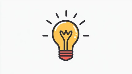 Line icon of a lightbulb, symbolizing ideas and creativity, with a simple, modern style.