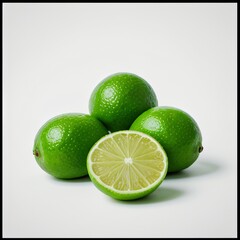 Fresh Limes on White Background