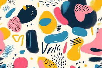 Abstract Pattern of Colorful Irregular Shapes and Lines