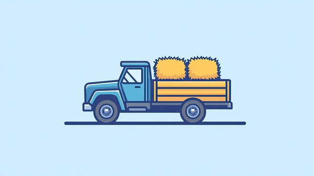 recommend clip art: Minimalist icon of a farm truck loaded with hay bales, representing agricultural transportation.