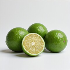 Fresh Limes on White Background