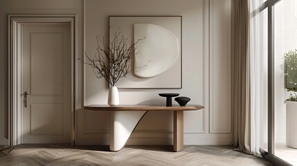 Sleek and stylish entryway with a statement console table 