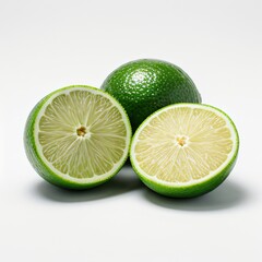 Fresh Limes on White Background