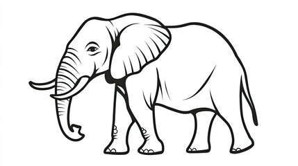 Outline of an elephant, symbolizing wisdom and strength in a simple line drawing.