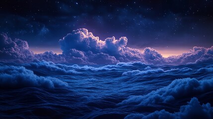 Fototapeta premium Wavy sea with sunset as wind energy source concept