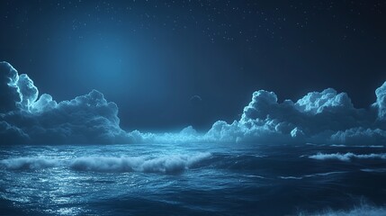 Fototapeta premium Wavy sea with sunset as wind energy source concept