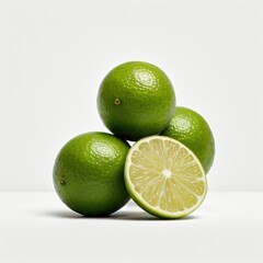 Fresh Limes on White Background