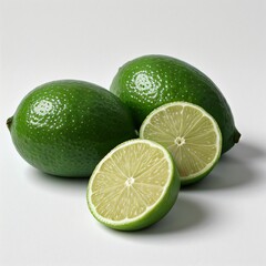 Fresh Limes on White Background