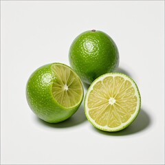 Fresh Limes on White Background
