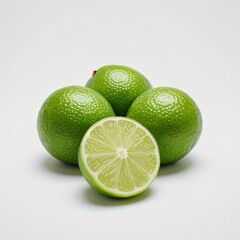 Fresh Limes on White Background
